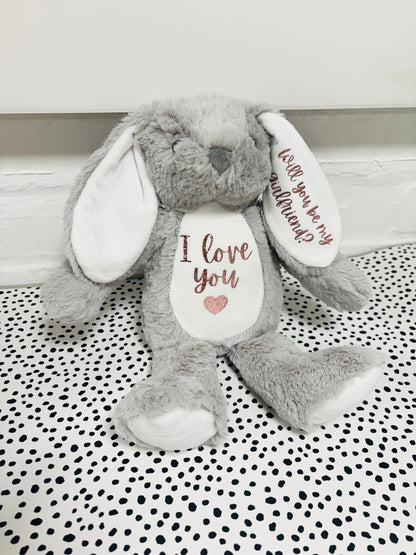 Valentine's Day Personalised Soft Toy Bunny Teddy Kids Girlfriend Boyfriend I Love You Gift Present