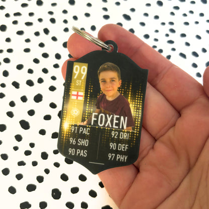 Football Card Keyring Personalised FC Shield Stats Party Bag Gift