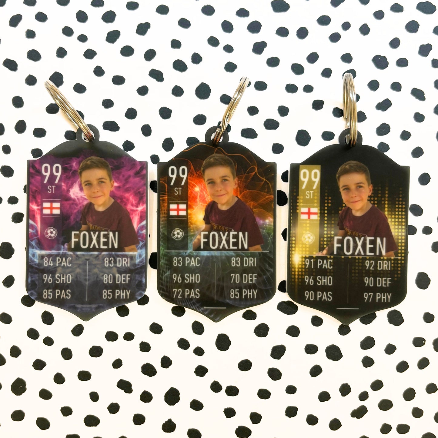 Football Card Keyring Personalised FC Shield Stats Party Bag Gift