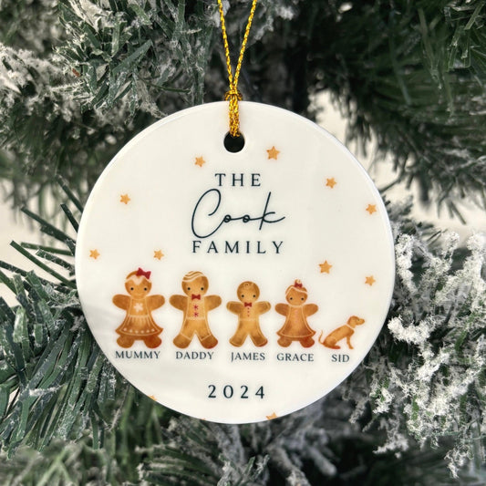 Family Christmas Ornament Personalised Gingerbread Decoration 2024 Gift