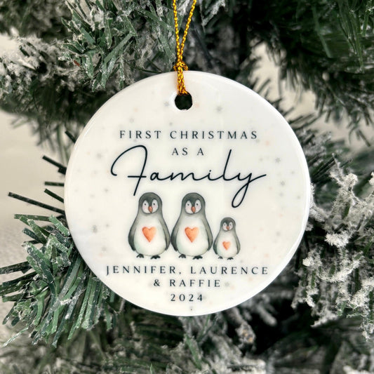 Family Christmas Ornament Personalised Baby First Xmas Penguin Decoration Gift