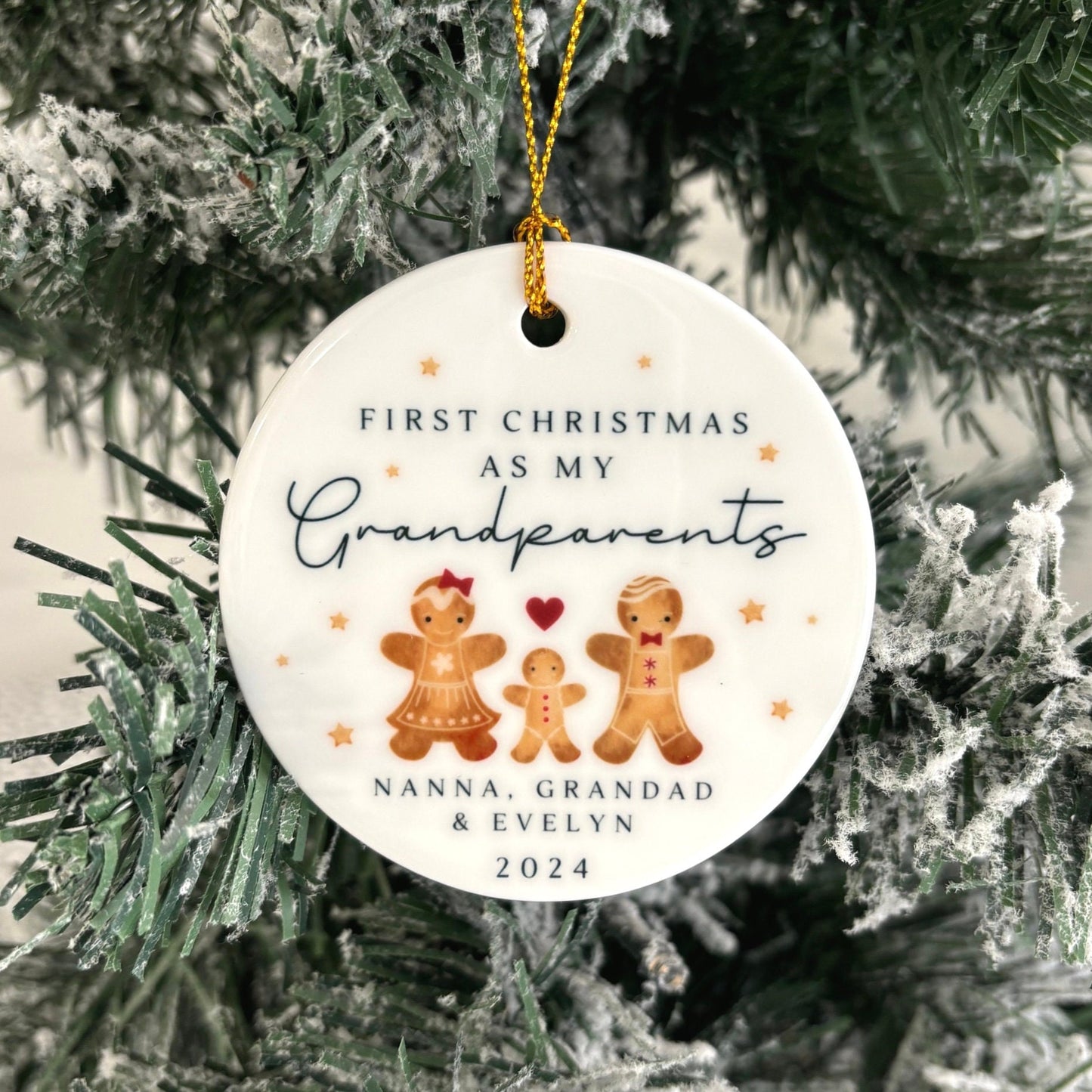 First Christmas As Grandparents Bauble Ornament Personalised Family Xmas Decoration Gift