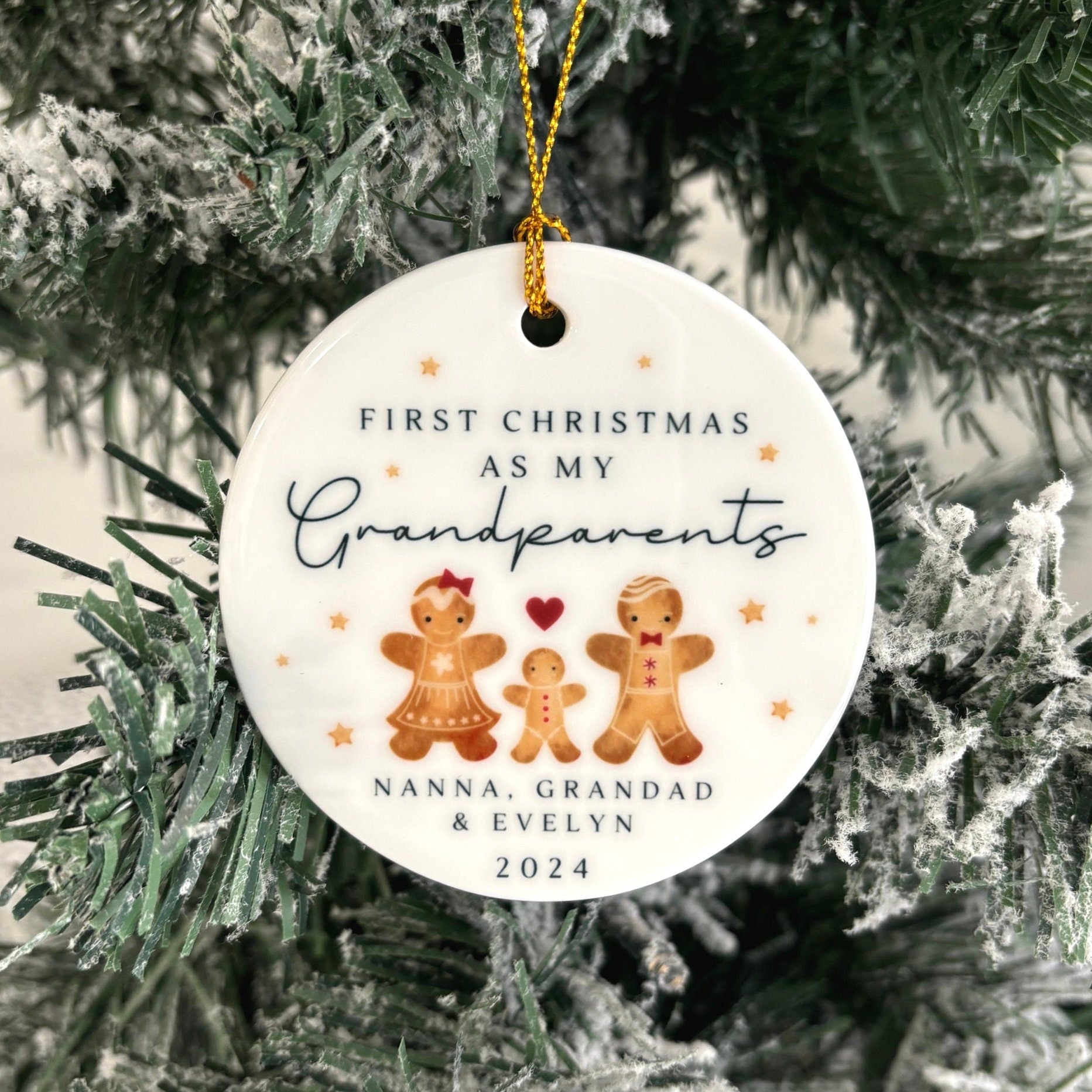 First Christmas As Grandparents Bauble Ornament Personalised Family Xmas Decoration Gift