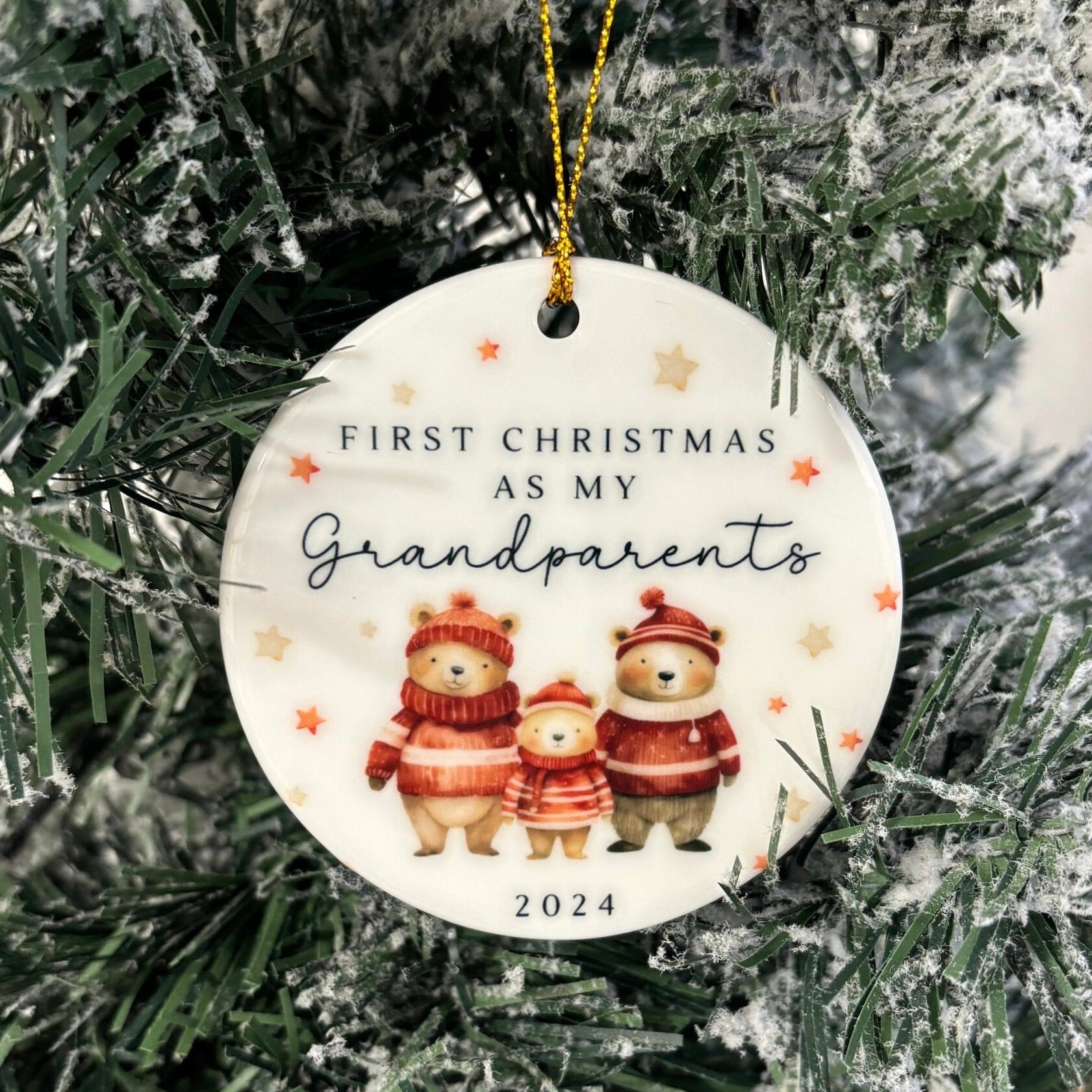 First Christmas As Grandparents Bauble Ornament Personalised Family Xmas Decoration Gift