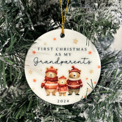 First Christmas As Grandparents Bauble Ornament Personalised Family Xmas Decoration Gift