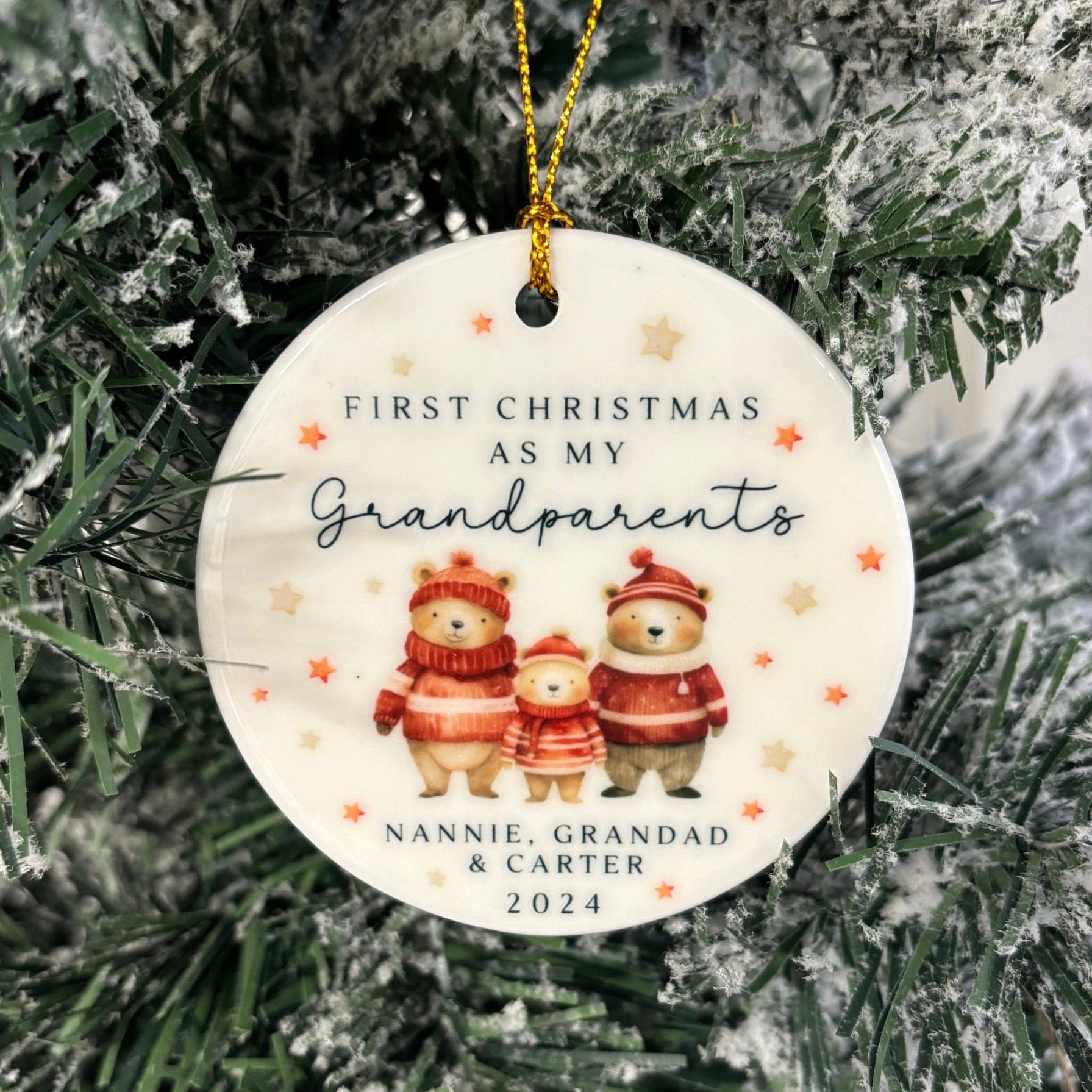 First Christmas As Grandparents Bauble Ornament Personalised Family Xmas Decoration Gift