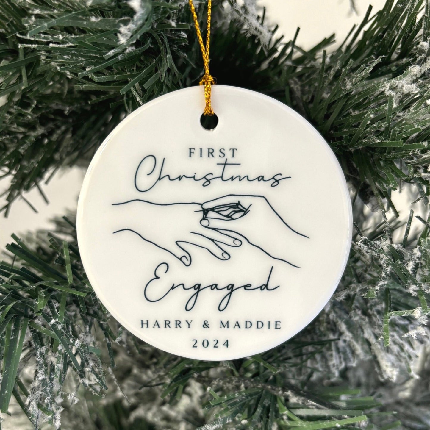 First Christmas Engaged Decoration Personalised Fiance Couple Ornament Gift