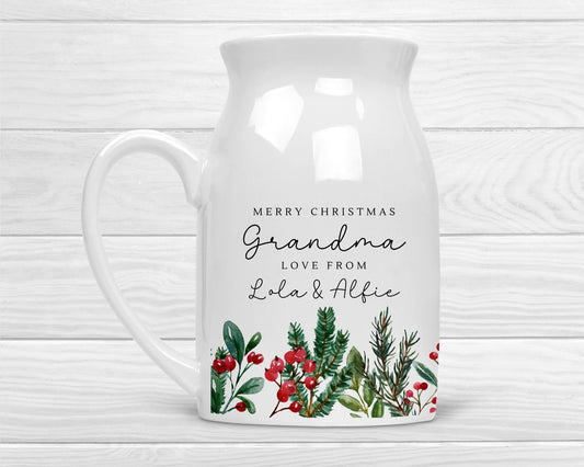 Personalised Vase Grandma Nanny Auntie Christmas Ceramic Flower Jug Gift