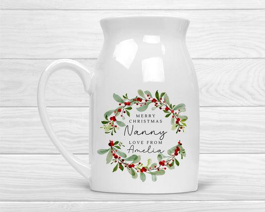 Personalised Vase Grandma Nanny Auntie Christmas Ceramic Flower Jug Gift
