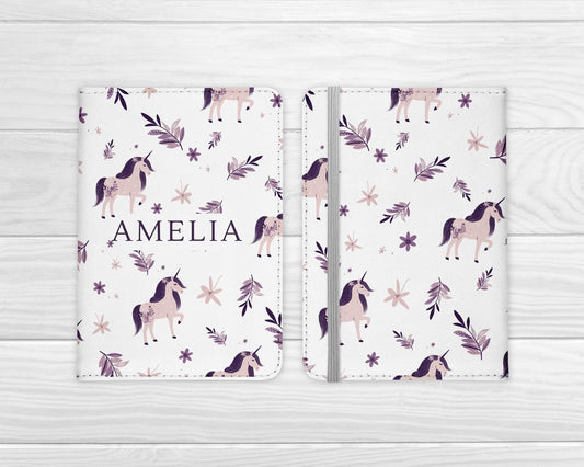 Personalised Passport Cover Kids Girls Unicorn Travel Documents Holder Gift