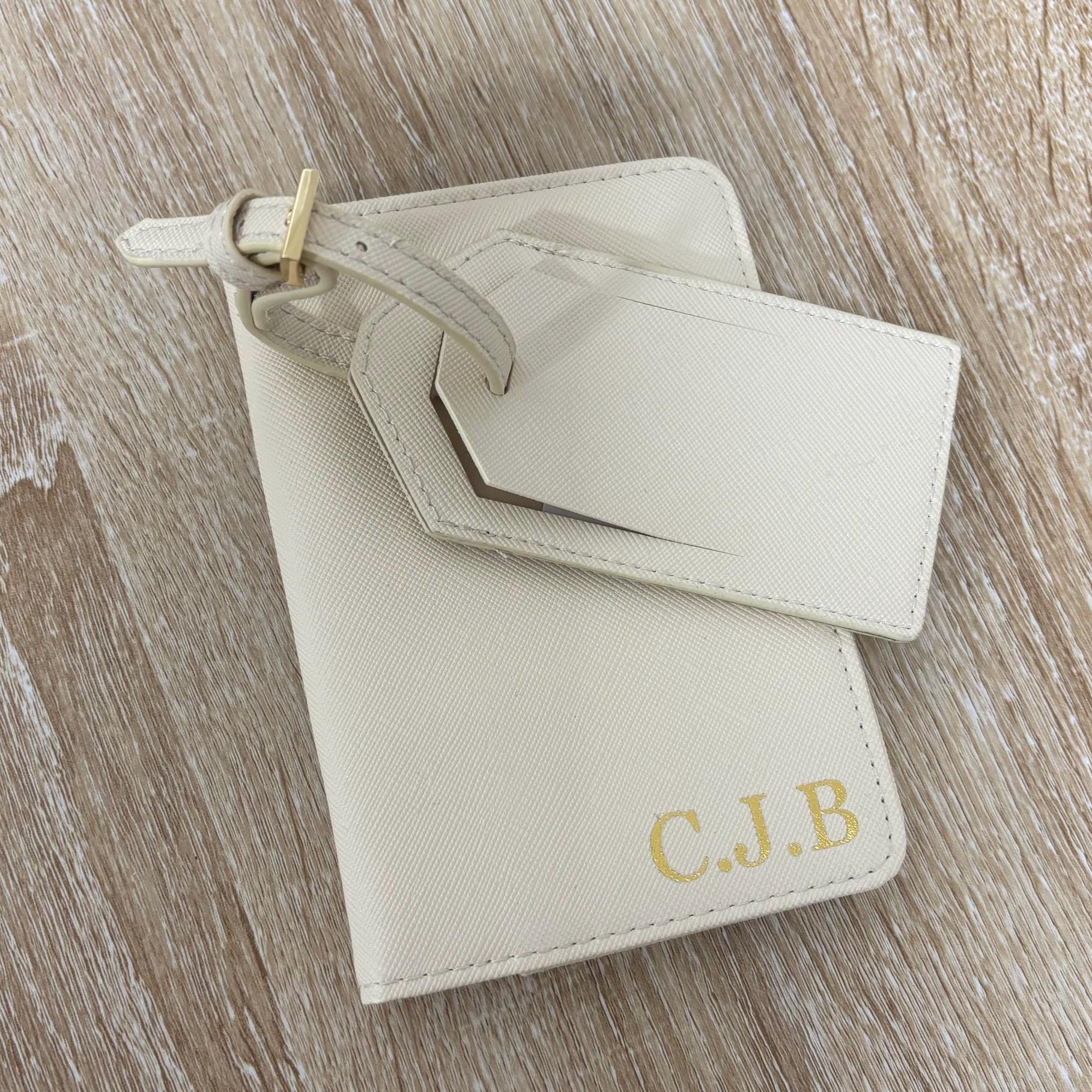 Personalised Passport Holder & Luggage Tag Aesthetic Initial Luxury Travel Documents Gift Set