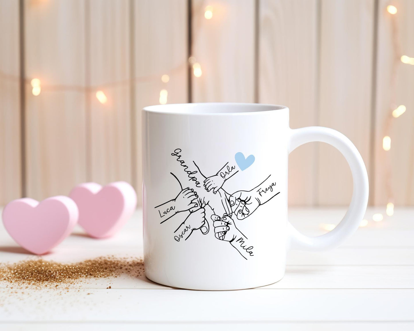 Father's Day Personalised Mug Children Holding Hands Daddy Grandad Grandpa Gramps Birthday Gift For Dad