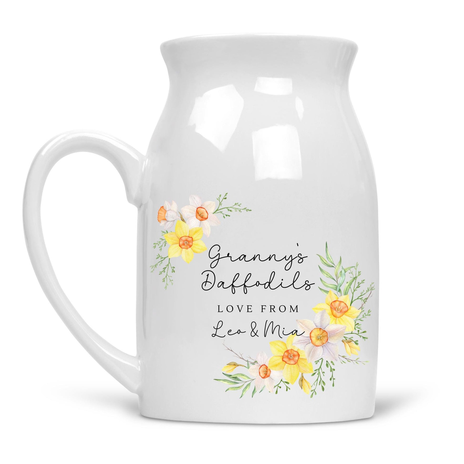 Personalised Vase Mother's Day Mummy Grandma Nanny Ceramic Flower Jug Easter Birthday Gift