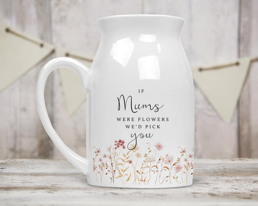 Personalised Vase Mother's Day Mummy Grandma Nanny Mum Ceramic Flower Jug Neutral Birthday Gift
