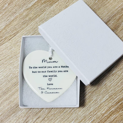 Personalised Mum Ornament Mother's Day Keepsake Sentimental Message Poem Ceramic Birthday Gift