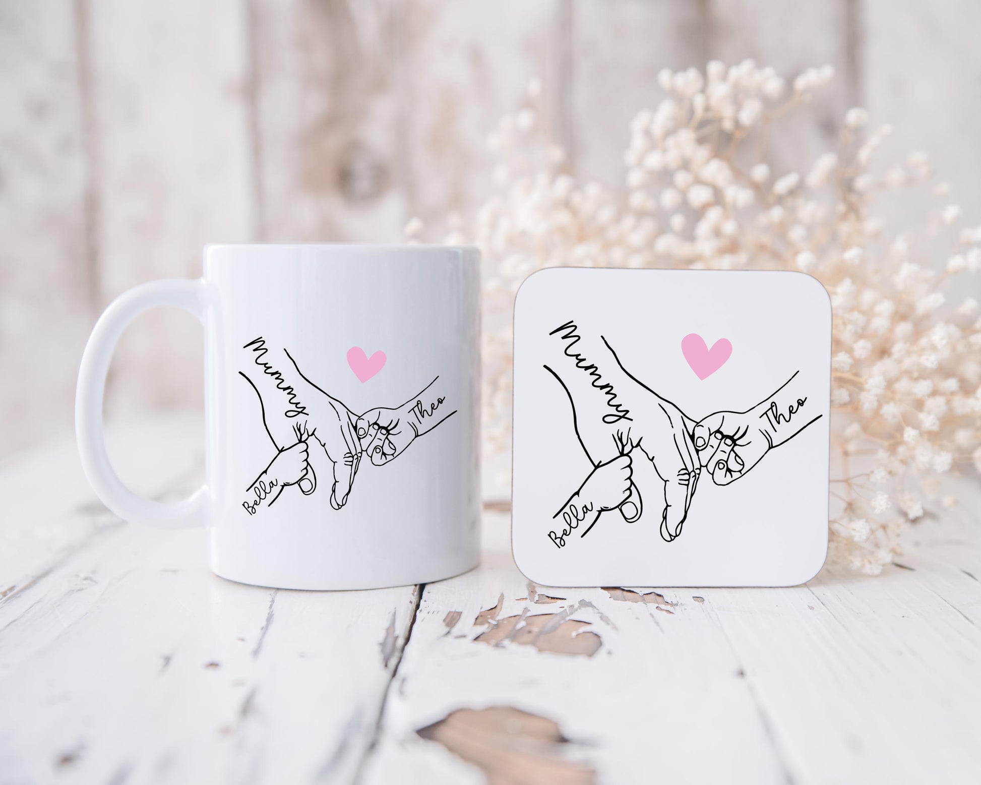 Personalised Nanny/Mum/Grandma Mug Holding Children's Hands Grandchildren Gift