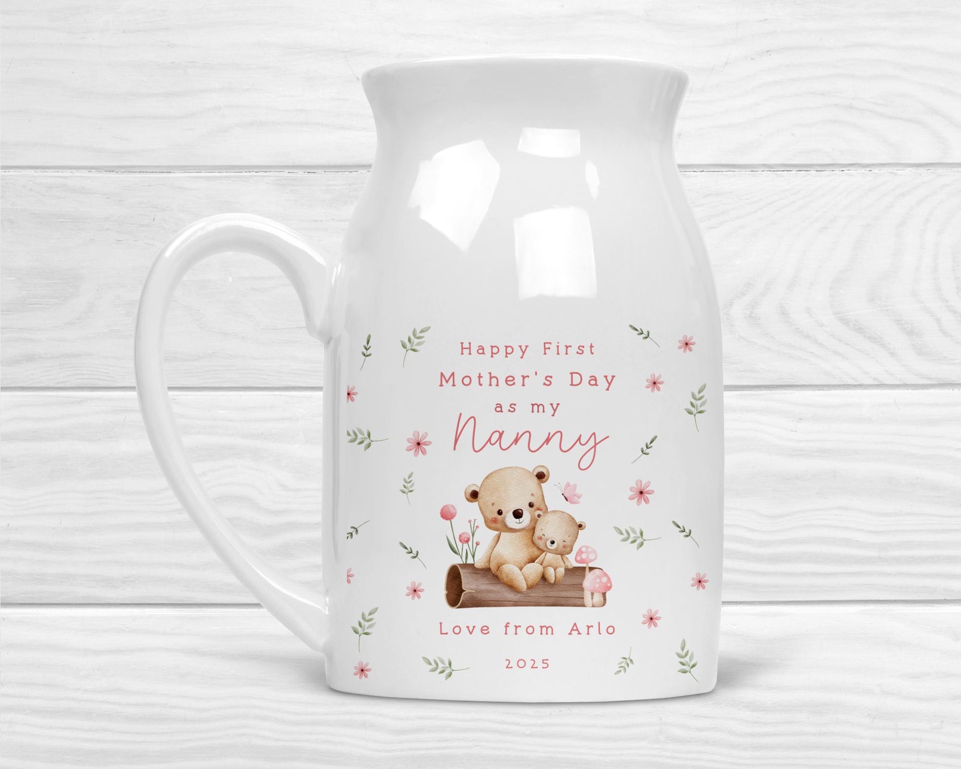 Personalised Mother's Day Vase First As Mummy Nanny Grandma Ceramic Flower Gift