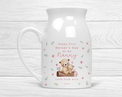 Personalised Mother's Day Vase First As Mummy Nanny Grandma Ceramic Flower Gift