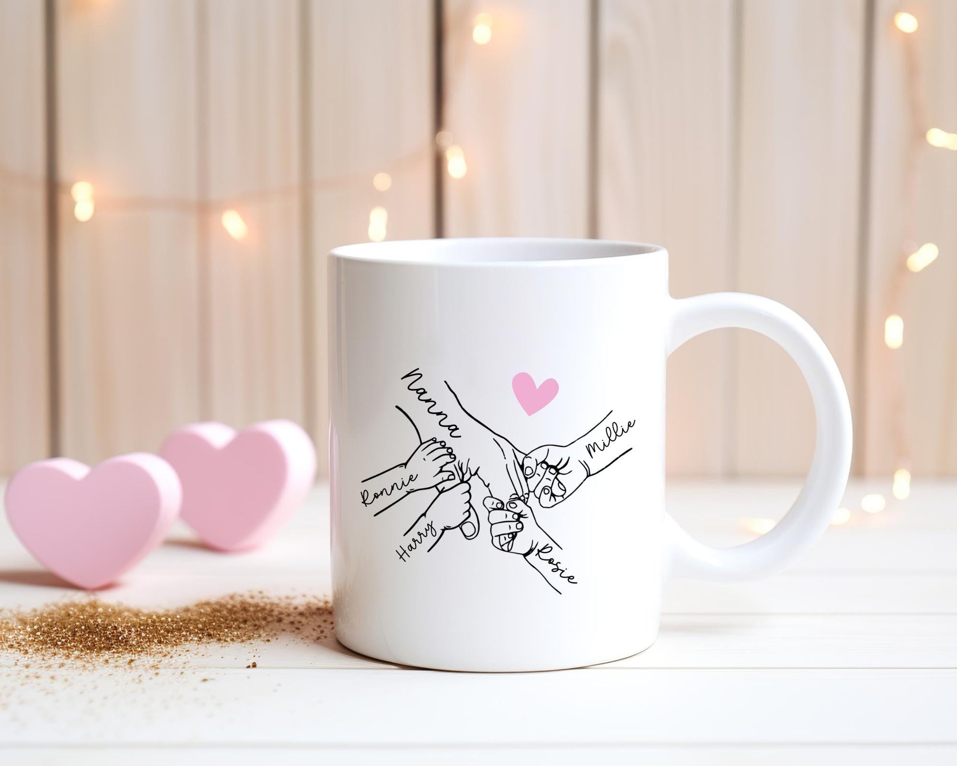Personalised Nanny/Mum/Grandma Mug Holding Children's Hands Grandchildren Gift