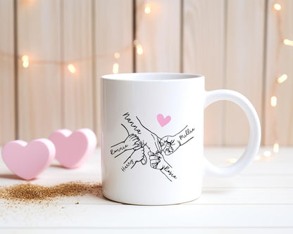 Personalised Nanny/Mum/Grandma Mug Holding Children's Hands Grandchildren Gift