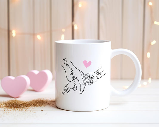 Mother's Day Personalised Mug Children Holding Hands Grandma Granny Nanny Mummy Grandchildren Birthday Gift For Mum