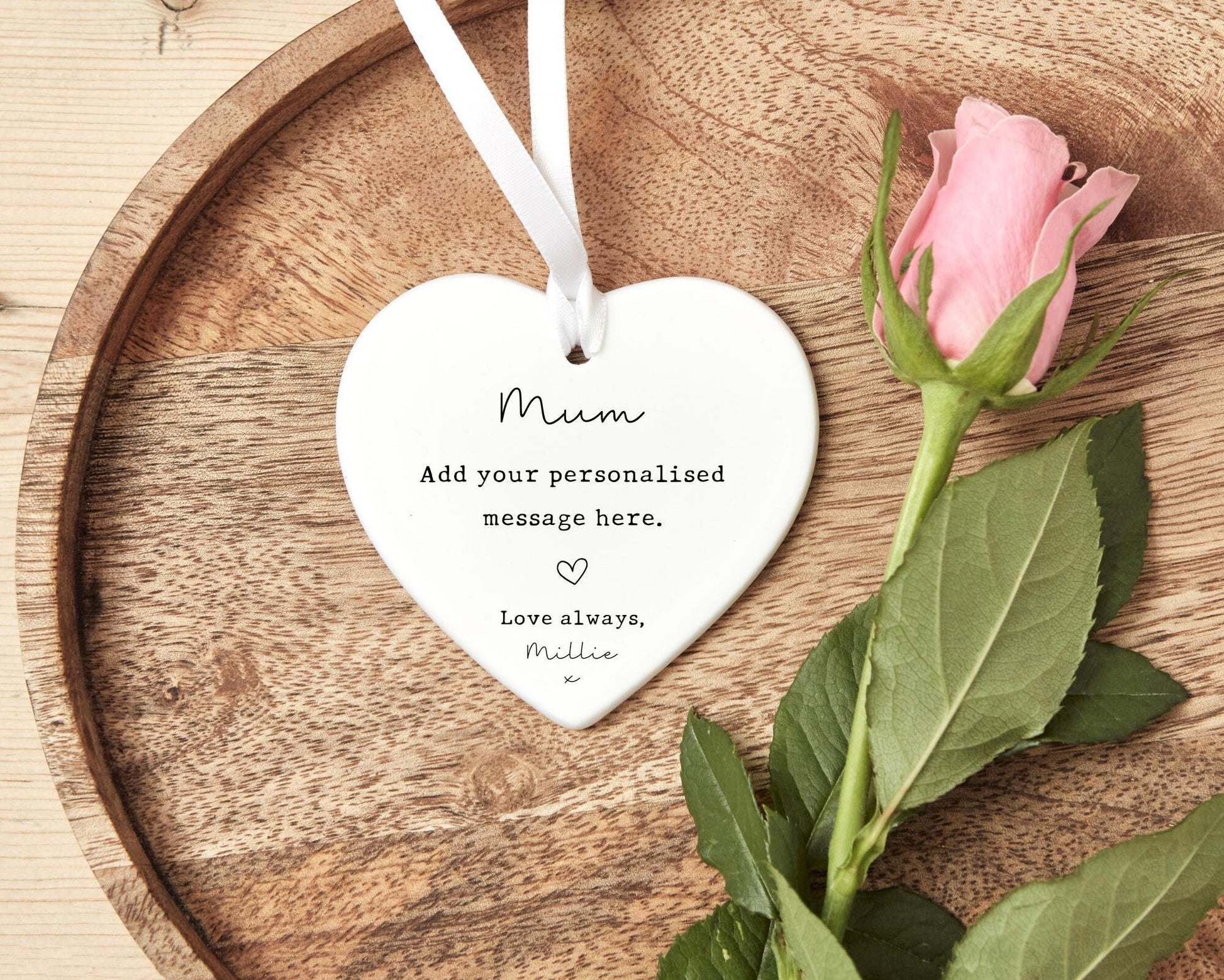 Personalised Mum Ornament Mother's Day Keepsake Sentimental Message Ceramic Birthday Gift Add Your Own Text