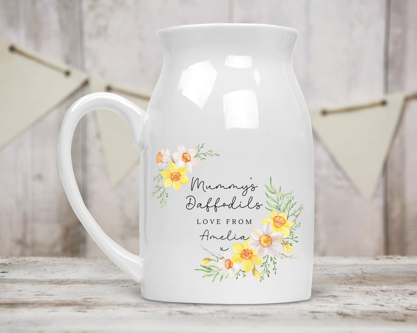 Personalised Vase Mother's Day Mummy Grandma Nanny Ceramic Flower Jug Easter Birthday Gift