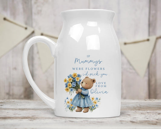 Personalised Vase Mother's Day Mummy Grandma Nanny Ceramic Flower I'd Pick You Birthday Gift
