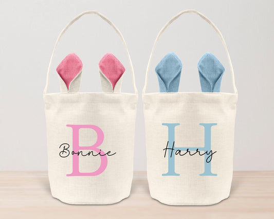 Personalised Easter Basket Bag Kids Egg Hunt Children's Bunny Gift