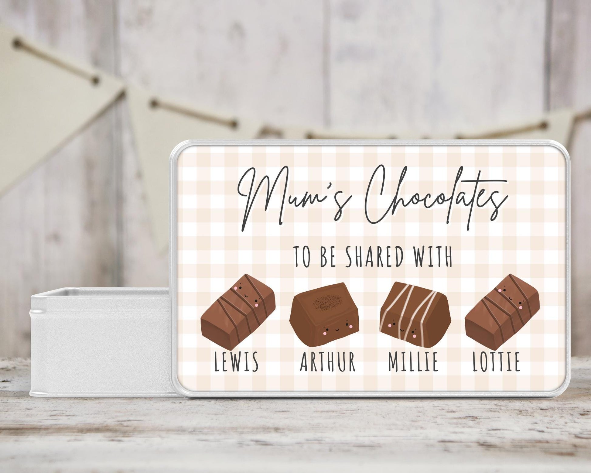 Personalised Chocolate Tin Birthday Gift For Chocoholic Grandparents, Nanny, Grandma Etc