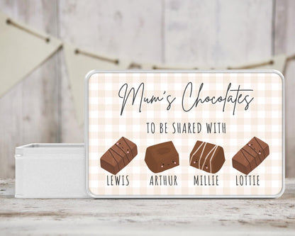 Personalised Chocolate Tin Birthday Gift For Chocoholic Grandparents, Nanny, Grandma Etc