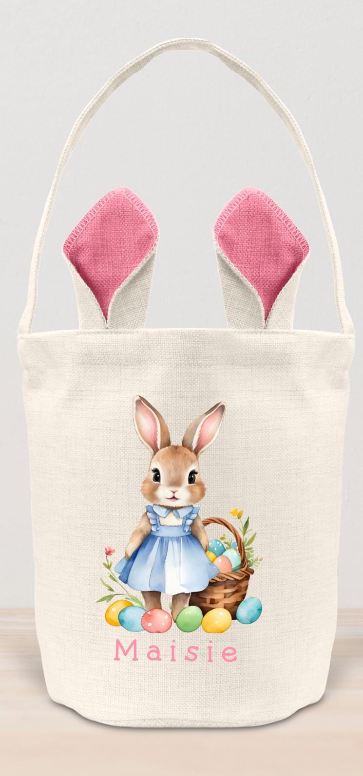 Personalised Easter Basket Bag Kids Egg Hunt Children's Bunny Gift