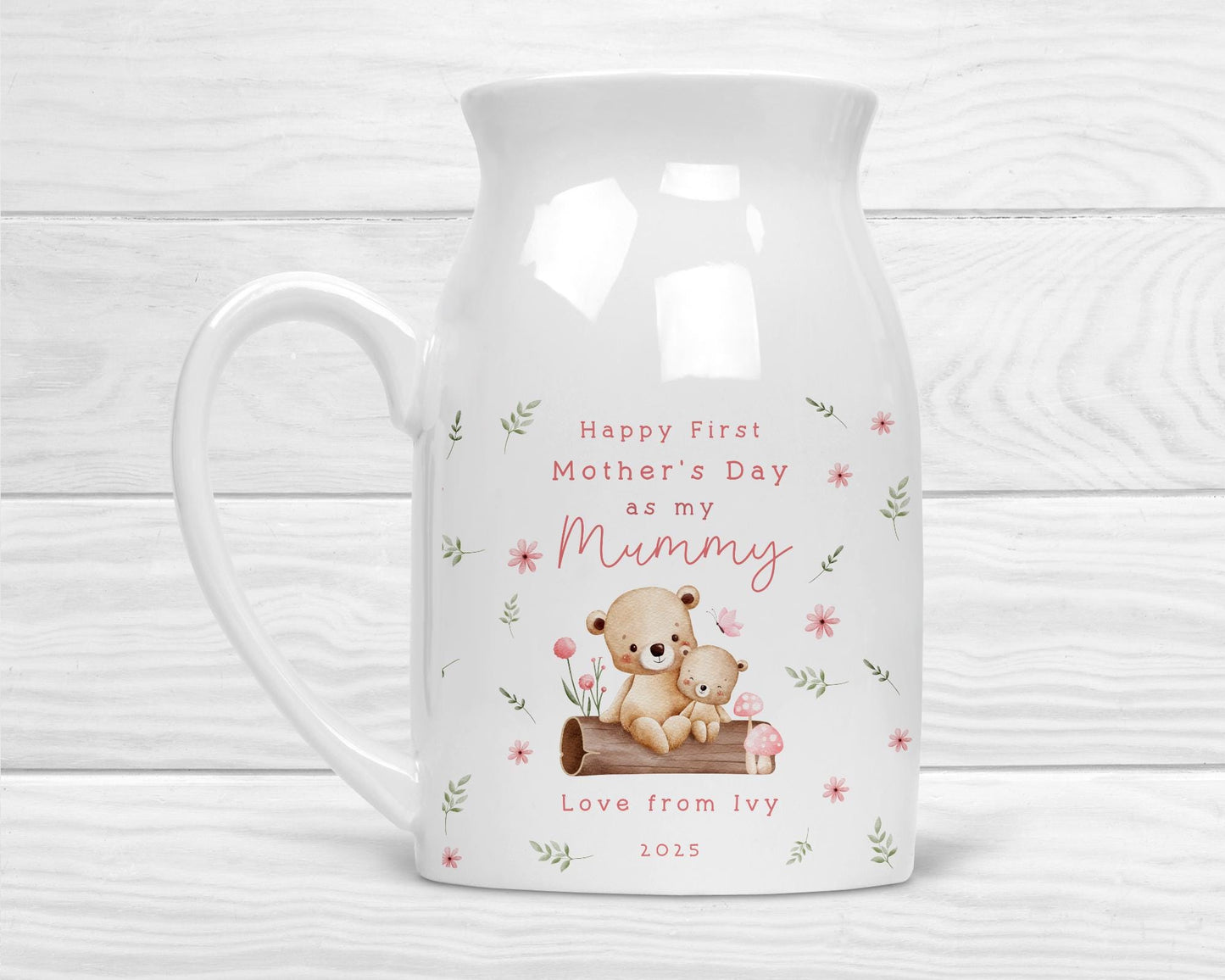 Personalised Mother's Day Vase First As Mummy Nanny Grandma Ceramic Flower Gift