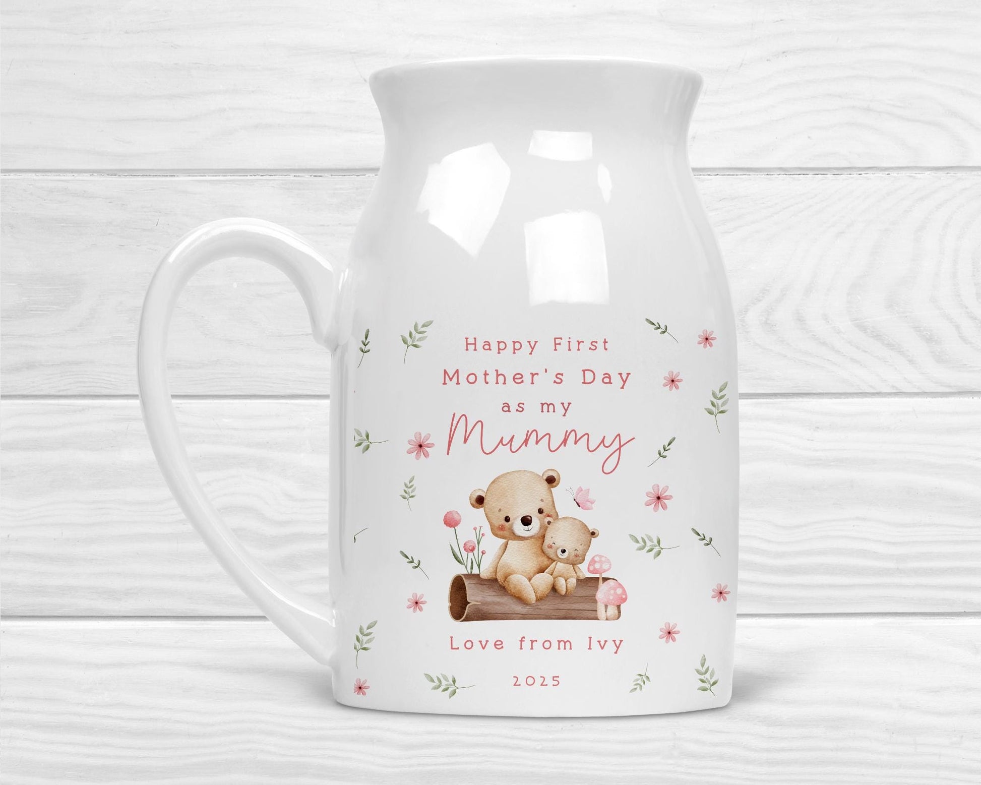 Personalised Mother's Day Vase First As Mummy Nanny Grandma Ceramic Flower Gift