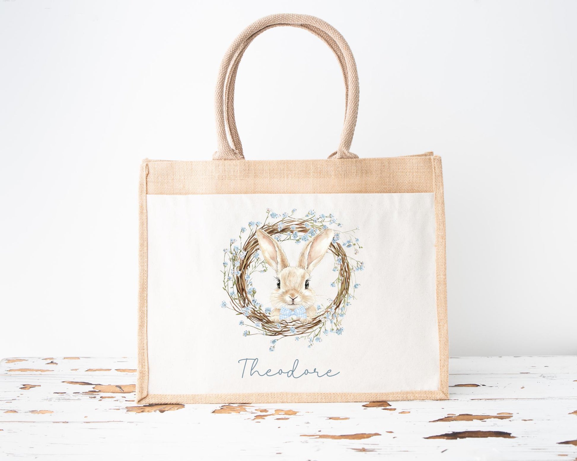 Easter Bag Personalised Children's Egg Hunt Jute Bunny Gift Bag
