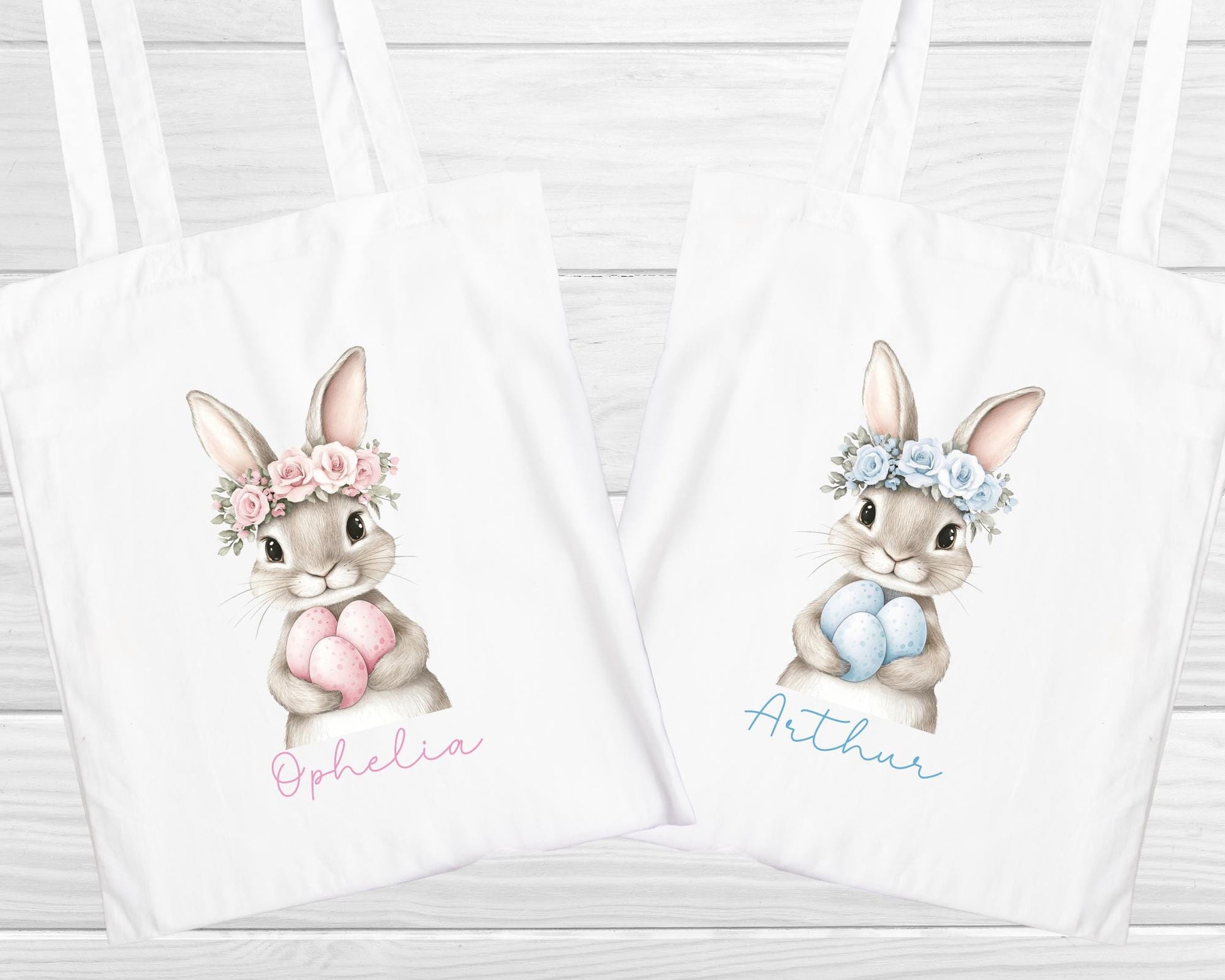 Easter Bag Personalised Kids Egg Hunt Chocolate Gift Bag Floral Bunny