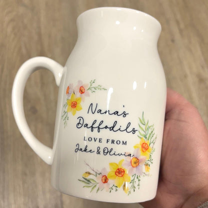 Personalised Vase Mother's Day Mummy Grandma Nanny Ceramic Flower Jug Easter Birthday Gift