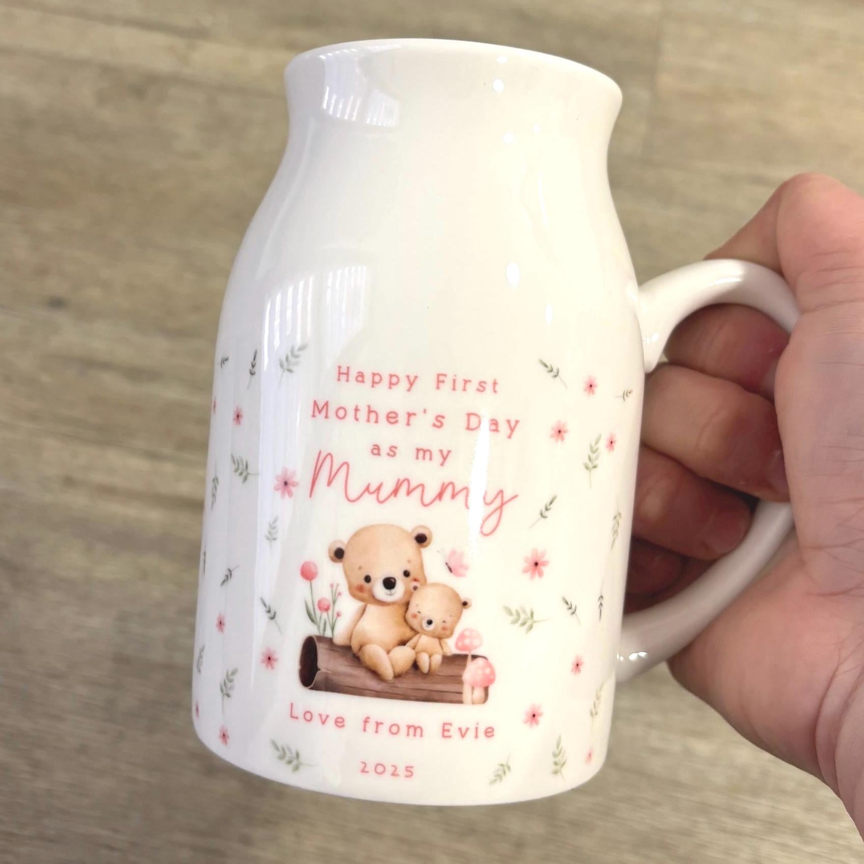 Personalised Mother's Day Vase First As Mummy Nanny Grandma Ceramic Flower Gift