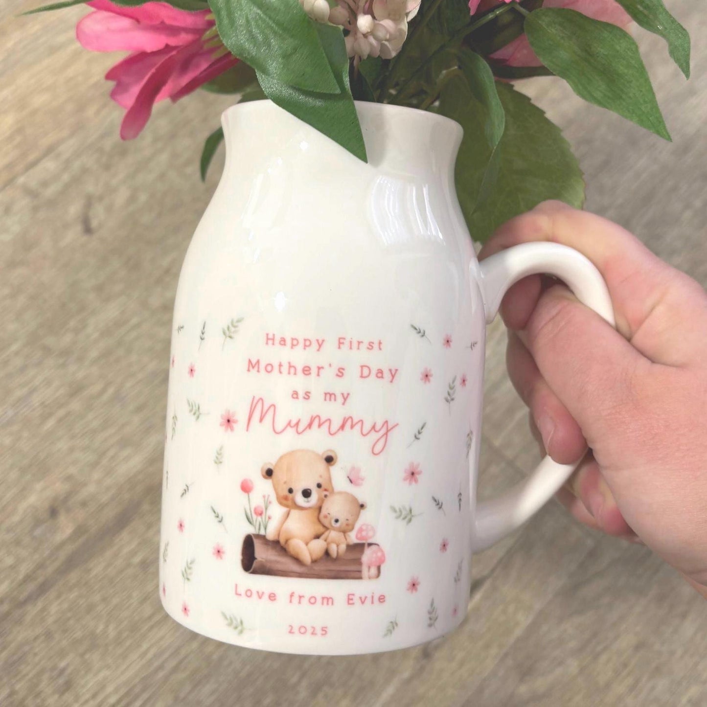 Personalised Mother's Day Vase First As Mummy Nanny Grandma Ceramic Flower Gift