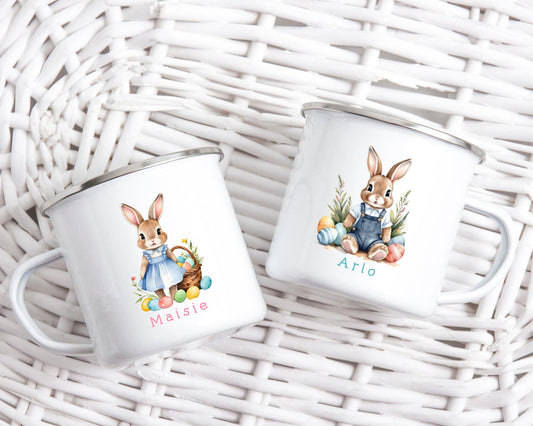 Personalised Easter Mug Children's Bunny Gift Enamel Kids Cup