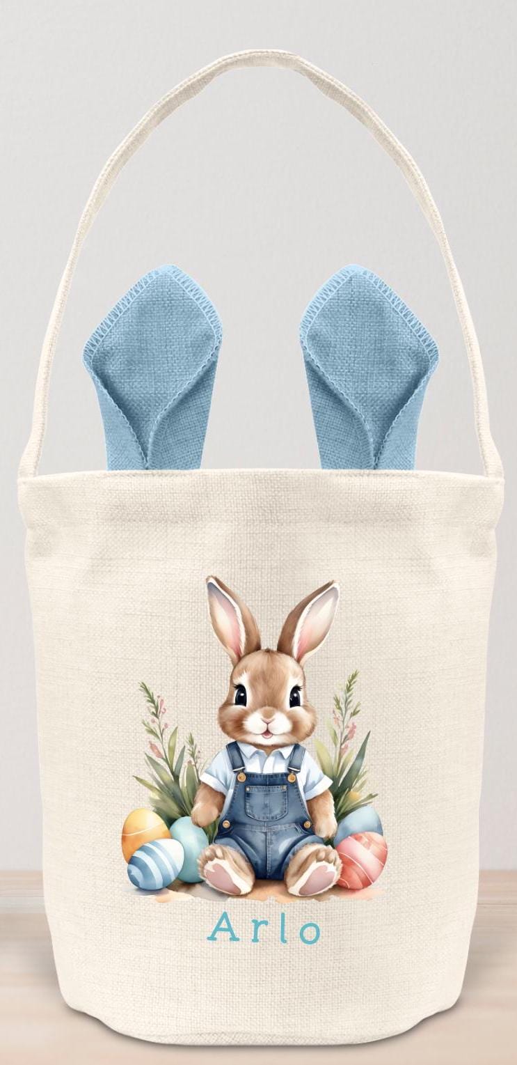 Personalised Easter Basket Bag Kids Egg Hunt Children's Bunny Gift