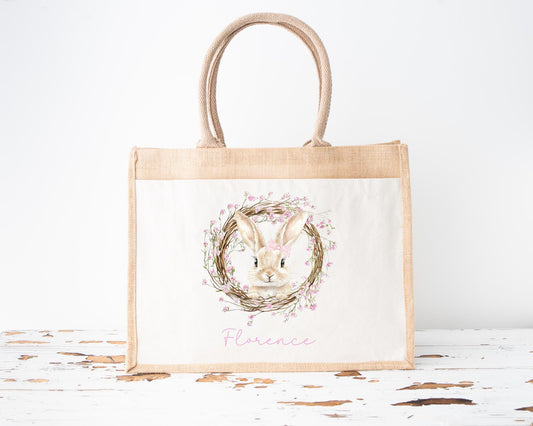Easter Bag Personalised Children's Egg Hunt Jute Bunny Gift Bag