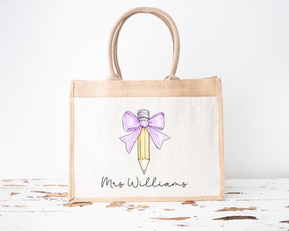 Personalised Teacher Jute Bag: End of Term Gift