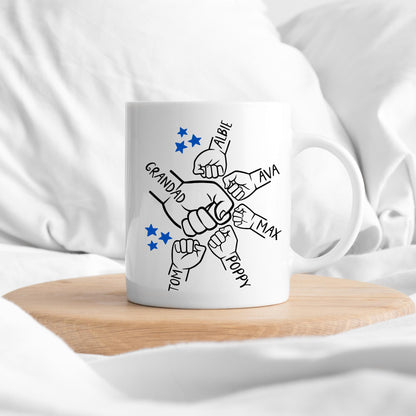 Father's Day Personalised Mug Fist Pump Hands Daddy Grandad Grandpa Birthday Children & Grandchildren Gift For Dad