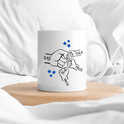 Father's Day Personalised Mug Fist Pump Hands Daddy Grandad Grandpa Birthday Children & Grandchildren Gift For Dad