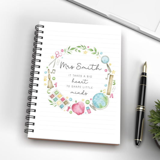 Teacher Gift Personalised Notebook End Of Term School Thank You Big Heart Note Pad Present
