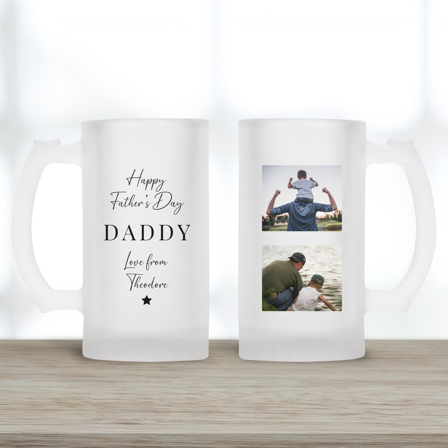 Father's Day Gift Beer Glass Personalised Photo Dad Daddy Grandad Drink Stein Present