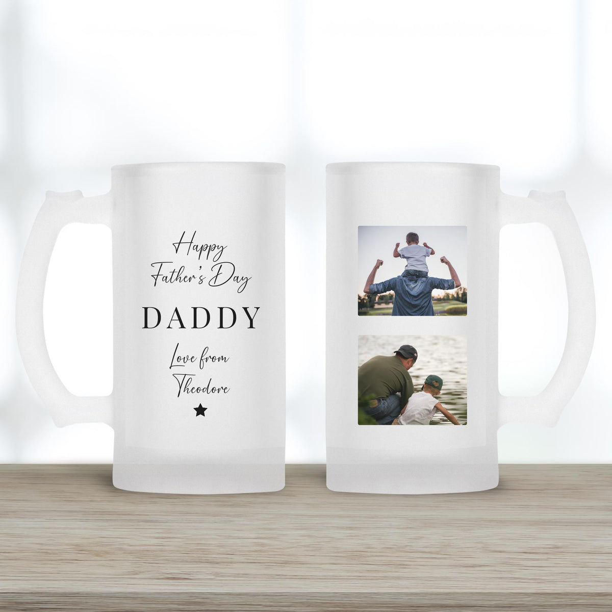 Father's Day Gift Beer Glass Personalised Photo Dad Daddy Grandad Drink Stein Present