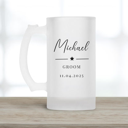 Groomsman Gift Beer Glass Personalised Best Man Father Of Bride Stag Party Wedding Drink Stein