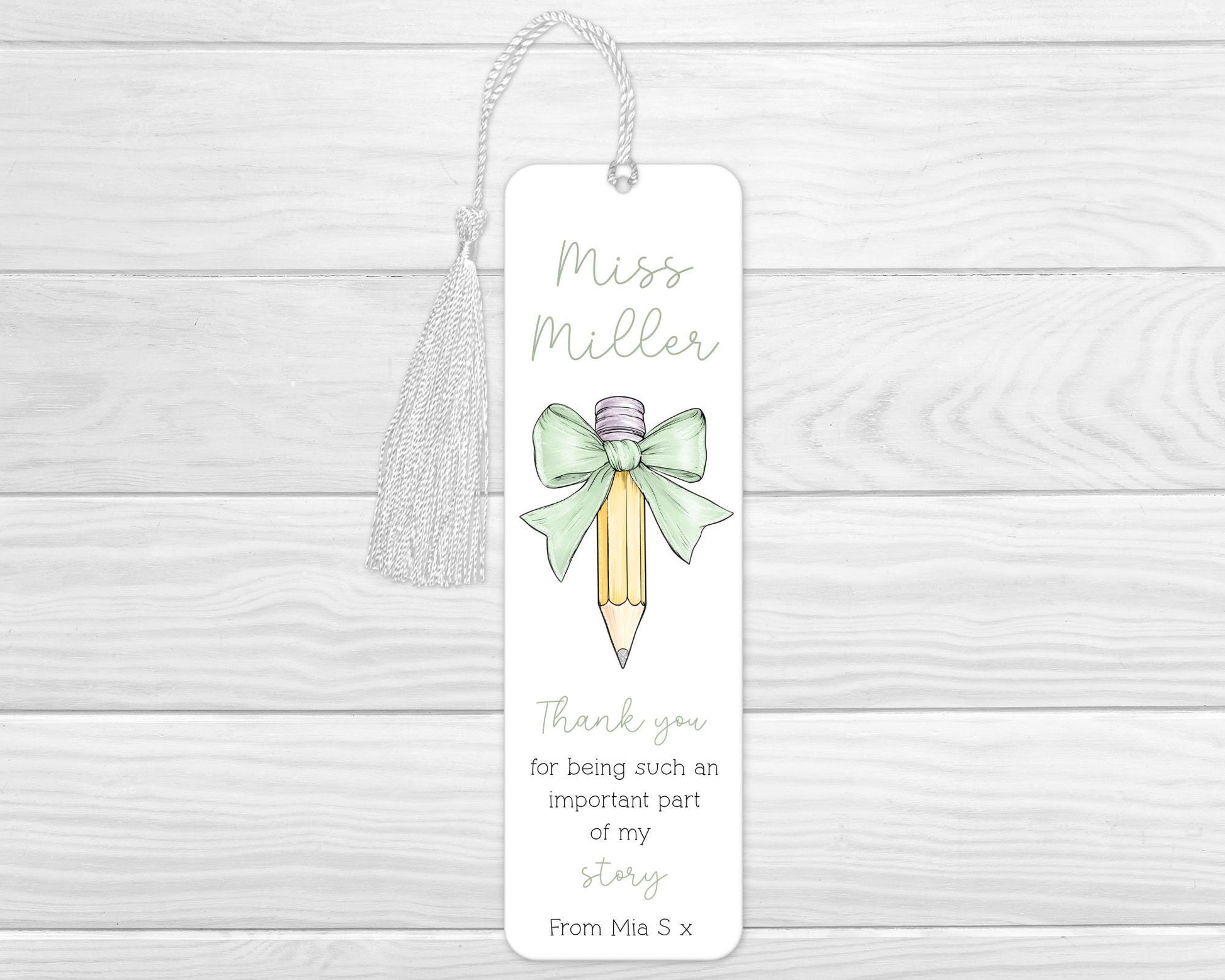 Personalised Teacher Bookmark: End of Term Gift